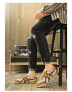 Women's and men's geometric summer sneakers with rubber sole