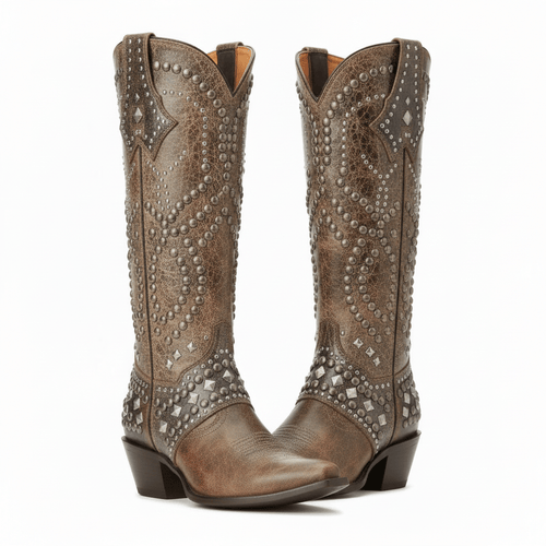 Dōre | Women's cowboy boots with studs and block heel | Stylish