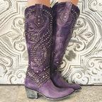 Dōre | Women's cowboy boots with studs and block heel | Stylish purple