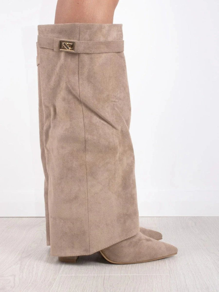 Women's Thigh-High Leather Boots with Buckle | Stylish