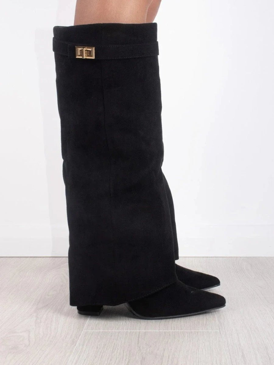 Women's Thigh-High Leather Boots with Buckle | Stylish