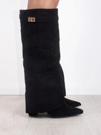 Women's Thigh-High Leather Boots with Buckle | Stylish