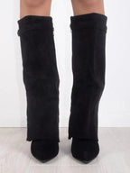 Women's Thigh-High Leather Boots with Buckle | Stylish