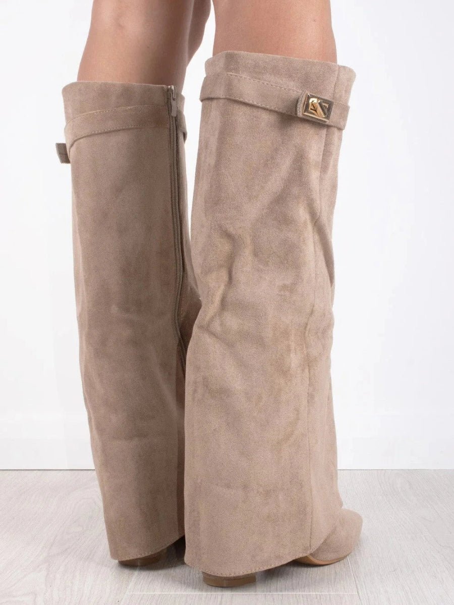 Women's Thigh-High Leather Boots with Buckle | Stylish