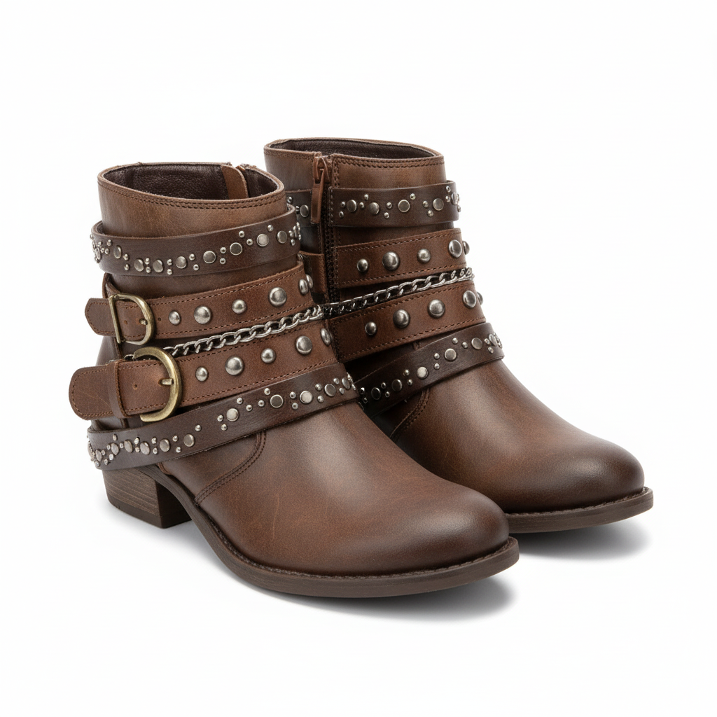Women's Winter Ankle Boots with Buckle Straps | Vintage