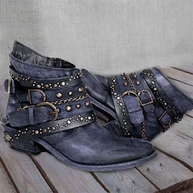 Women's winter ankle boots with buckle straps | Vintage 2