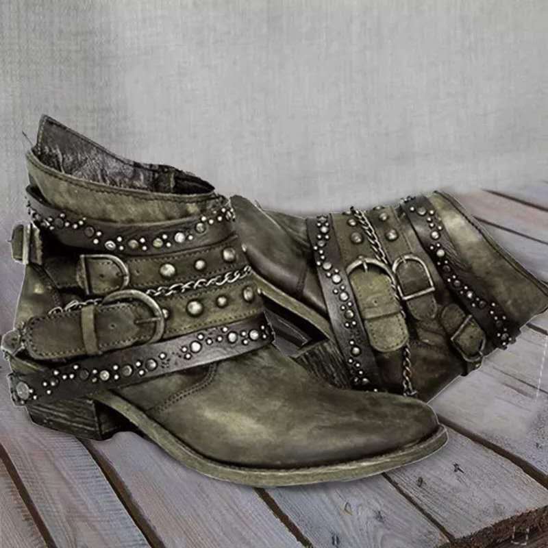 Women's winter ankle boots with buckle straps | Vintage 3
