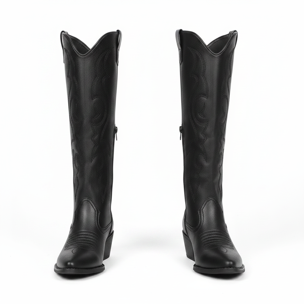 Dakari | Women's Winter Boots in Western Leather with Embroidery | Block heel