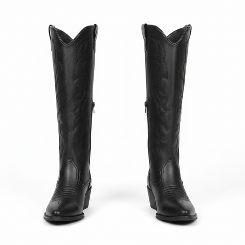 Dakari | Women's Winter Boots in Western Leather with Embroidery | Block heel