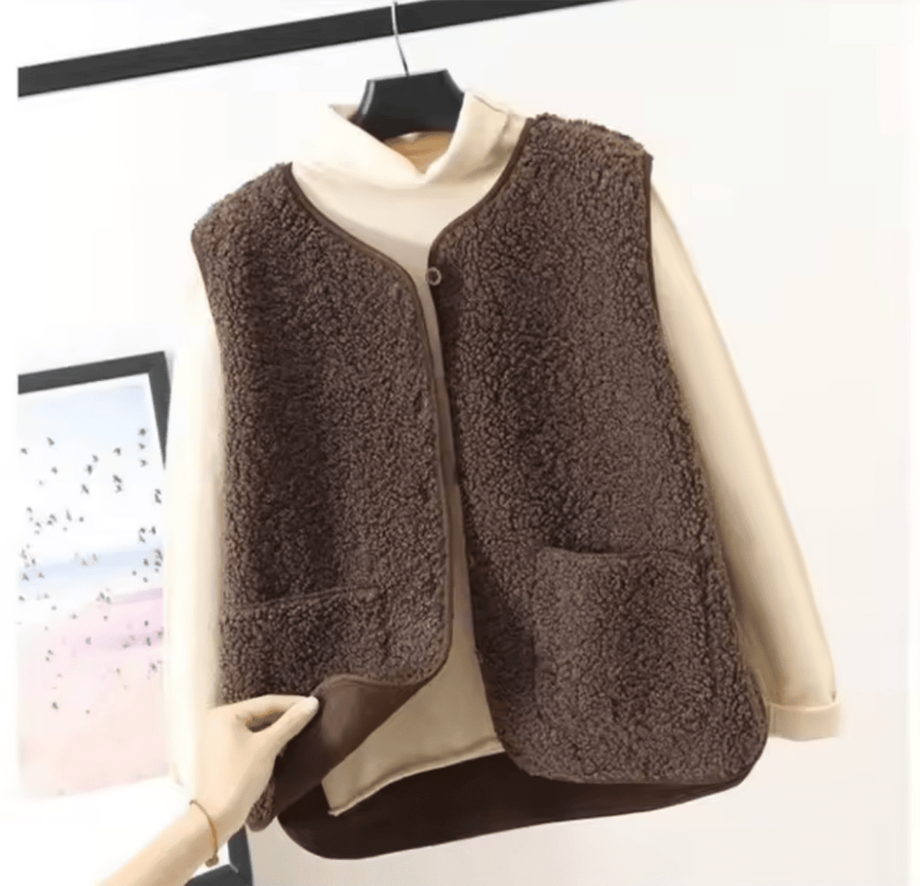 Vena | Women’s Fleece Vest – Architectural Thick-Fiber Insulation & Refined Thermal brown