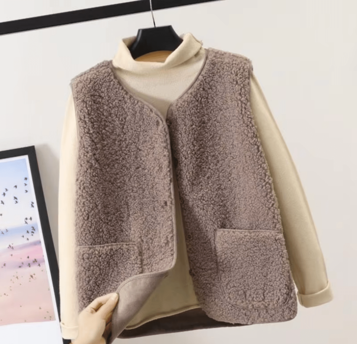 Vena | Women’s Fleece Vest – Architectural Thick-Fiber Insulation & Refined Thermal khaki