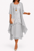 Zahara | Women's dress with round neck and 3/4 sleeves for wedding guests | Floral pattern & Midi 4