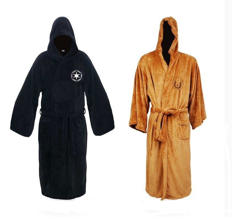 Men's Long Flannel Robe with Hood – Warm Extra-Long Hooded Bathrobe with Belt, Absorbent, Black or Brown – Hommes