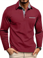 Zipari | Men’s Winter Long Sleeve Polo Shirt Burgundy