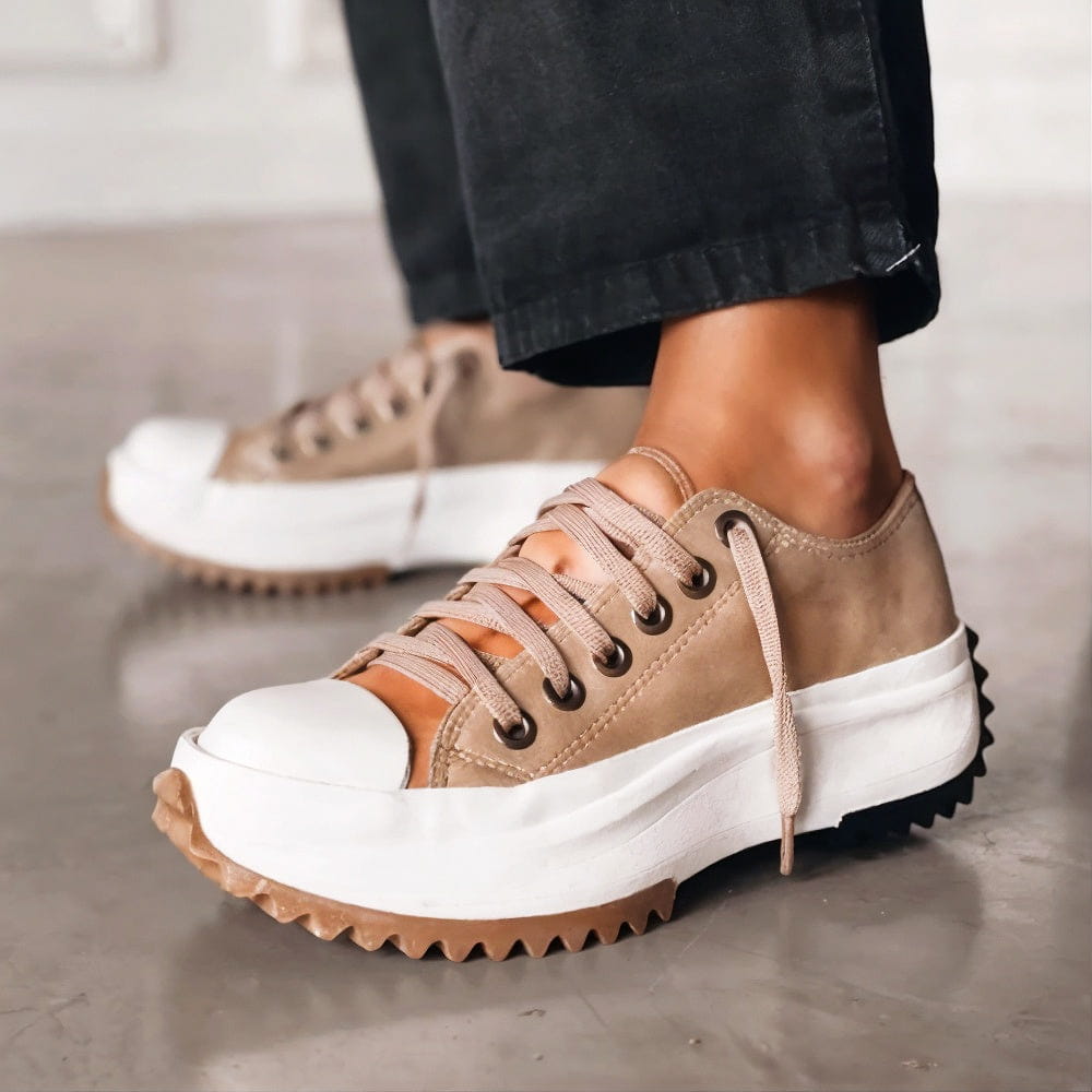 Luna | Sneakers for Women | Low Cut Lace-Up Design Brown