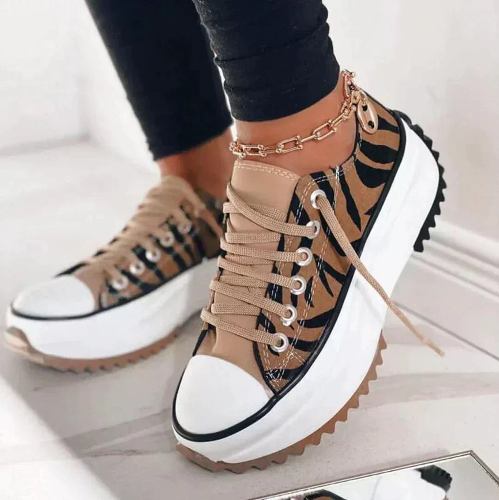 Luna | Sneakers for Women | Low Cut Lace-Up Design Brown B