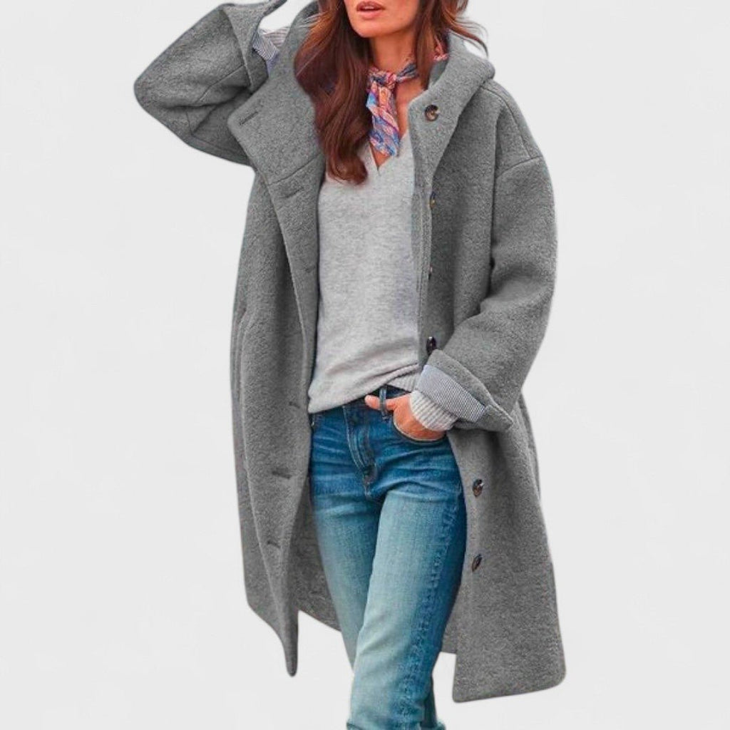 Amore | Women's Coat | Button Fastening Long Sleeve Gray
