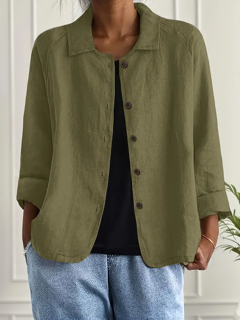 Dôre | Women’s Casual Button Front Lightweight Jacket Olive