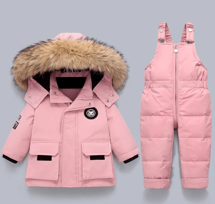 Amore | Baby Hooded Winter Snowsuit - Warm Puffer Pramsuit Pink