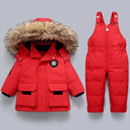 Amore | Baby Hooded Winter Snowsuit - Warm Puffer Pramsuit Red