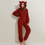BearHug Super Soft Fleece Onesie with Bear Ears-Pink-S-State of Style