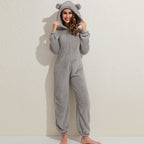 BearHug Super Soft Fleece Onesie with Bear Ears-Pink-S-State of Style
