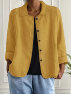 Dôre | Women’s Casual Button Front Lightweight Jacket Yellow
