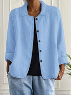 Dôre | Women’s Casual Button Front Lightweight Jacket Light Blue
