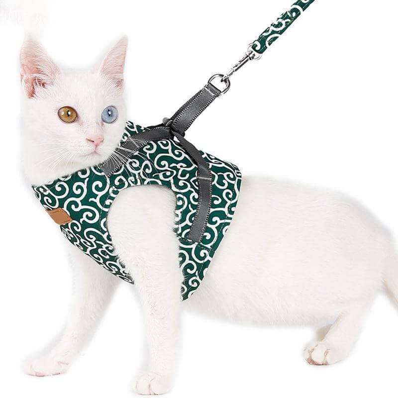 Cat Harness and Leash Set – Escape Proof Adjustable Mesh Vest Harness with Quick Release & 4 ft Leash, XS-S, Blue, Green or Red