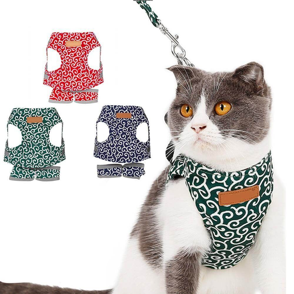 Cat Harness and Leash Set – Escape Proof Adjustable Mesh Vest Harness with Quick Release & 4 ft Leash, XS-S, Blue, Green or Red