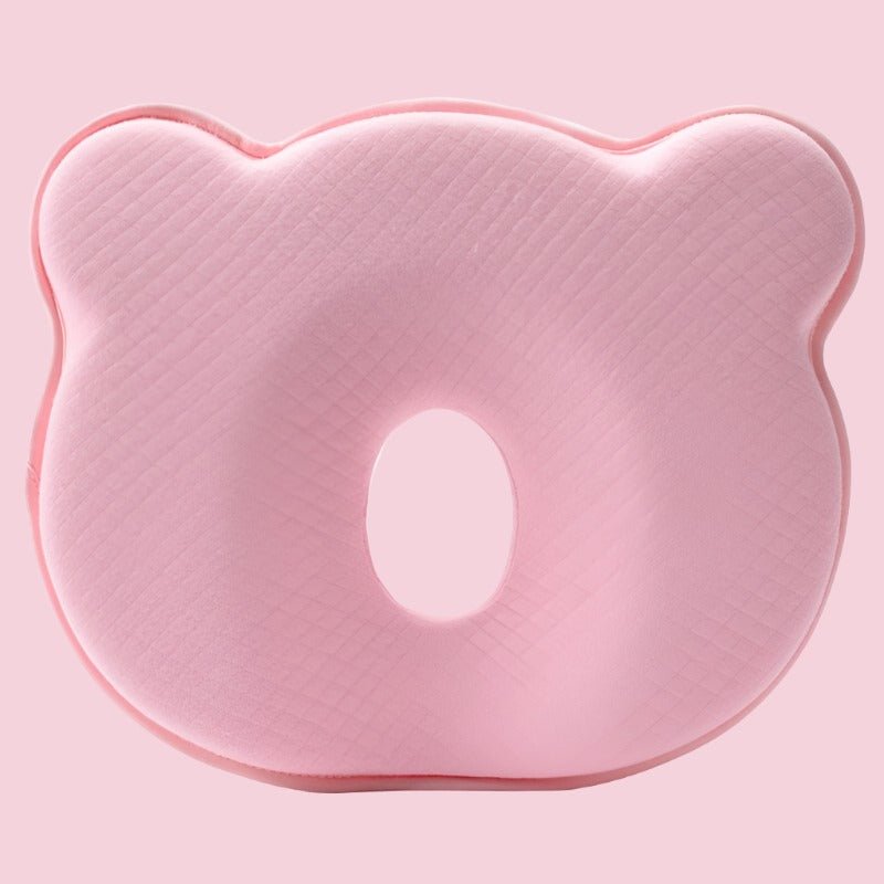 Baby Head Support Pillow with Memory Foam – Contoured Stroller Pillow for Cozy Naps, Breathable Fabric, 4 Colors Pink