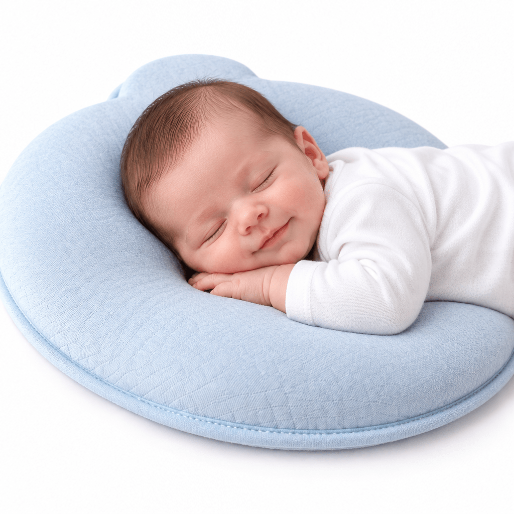 Baby Head Support Pillow with Memory Foam – Contoured Stroller Pillow for Cozy Naps, Breathable Fabric, 4 Colors