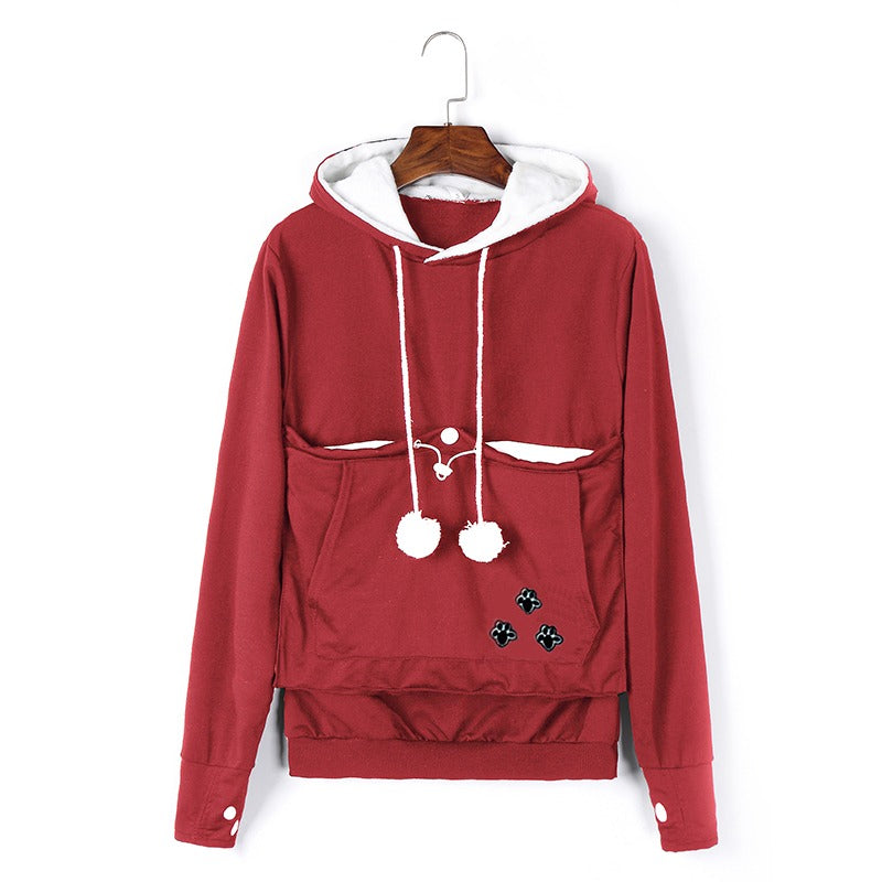 Comfortable Hoodie with Cat Pouch - CozyPurr-Blue-S-State of Style