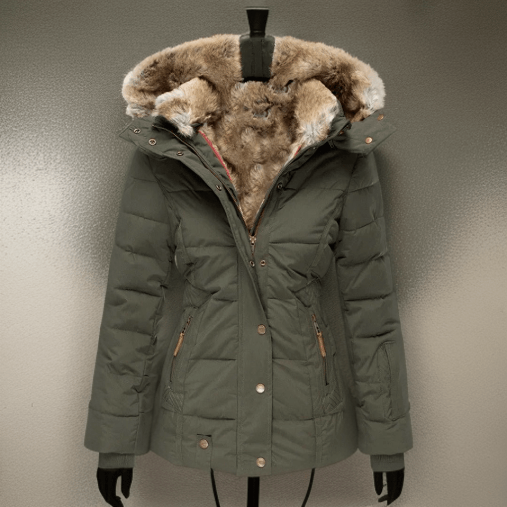 Comfortable Warm Women's Winter Coat - Elodie-Green-S-State of Style