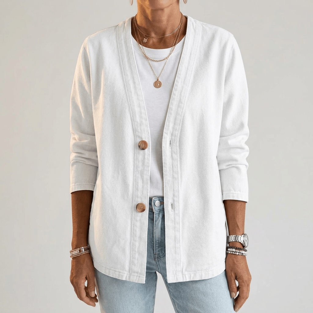 Sephira | RELAXED DENIM CARDIGAN White