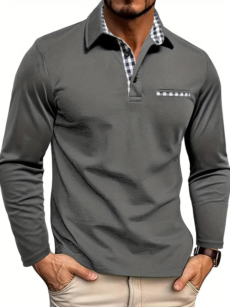 Zipari | Men’s Winter Long Sleeve Polo Shirt Grey