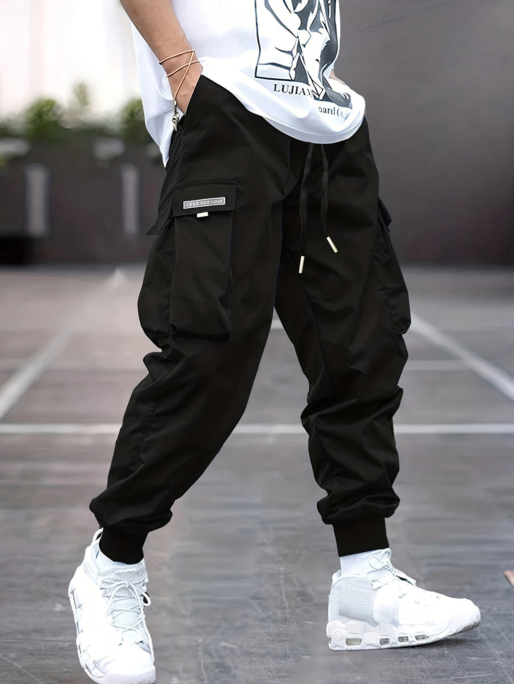 Calico | Men’s Cuffed Ankle Cargo Jogger Pants Black