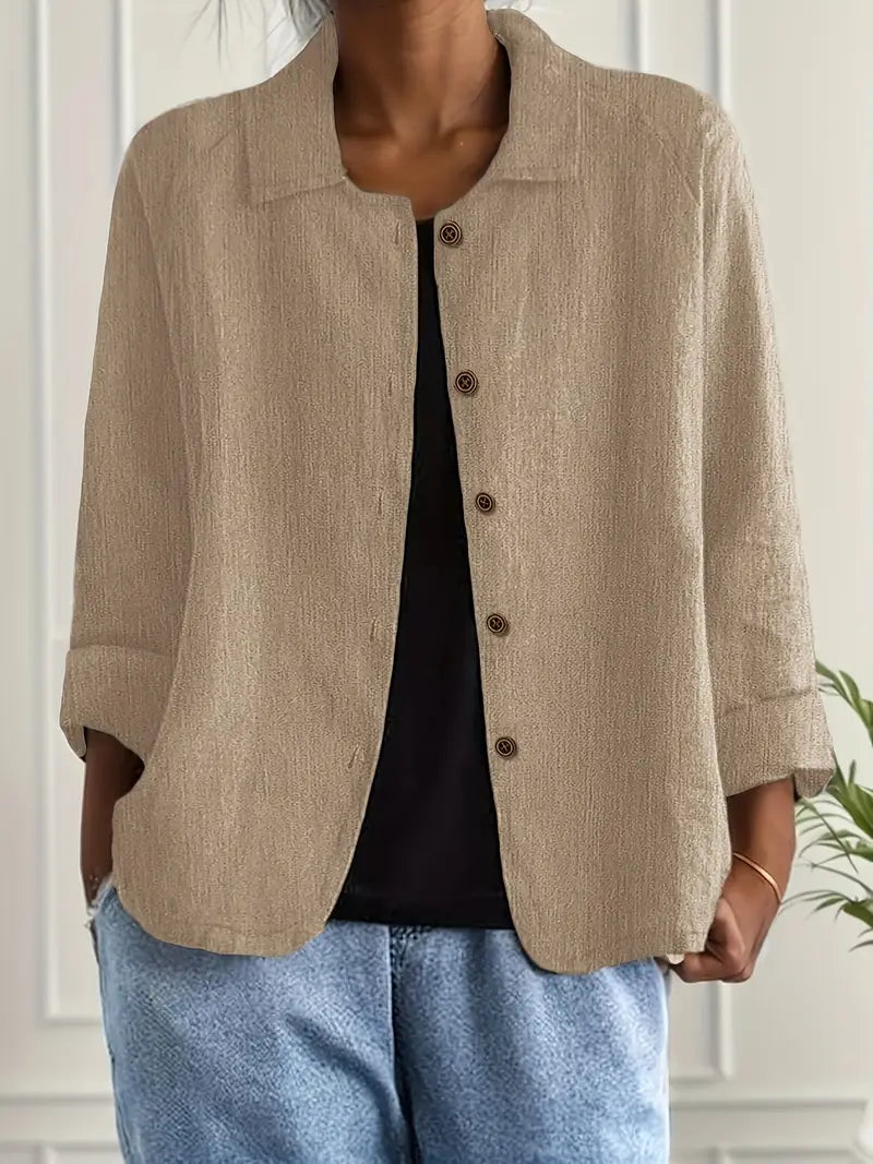 Dôre | Women’s Casual Button Front Lightweight Jacket Khaki