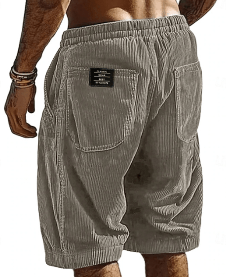 Jonas | Stylish Vintage Shorts in Textured Corduroy Gray 2