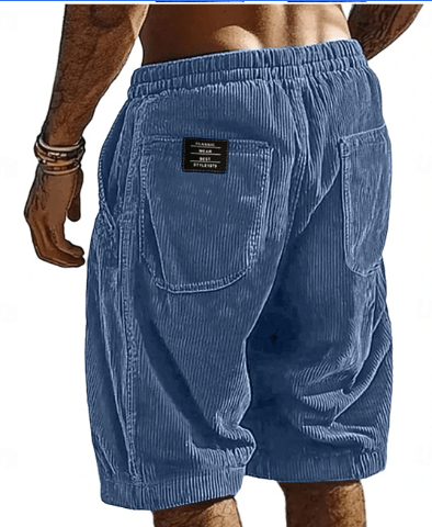 Jonas | Stylish Vintage Shorts in Textured Corduroy Blue