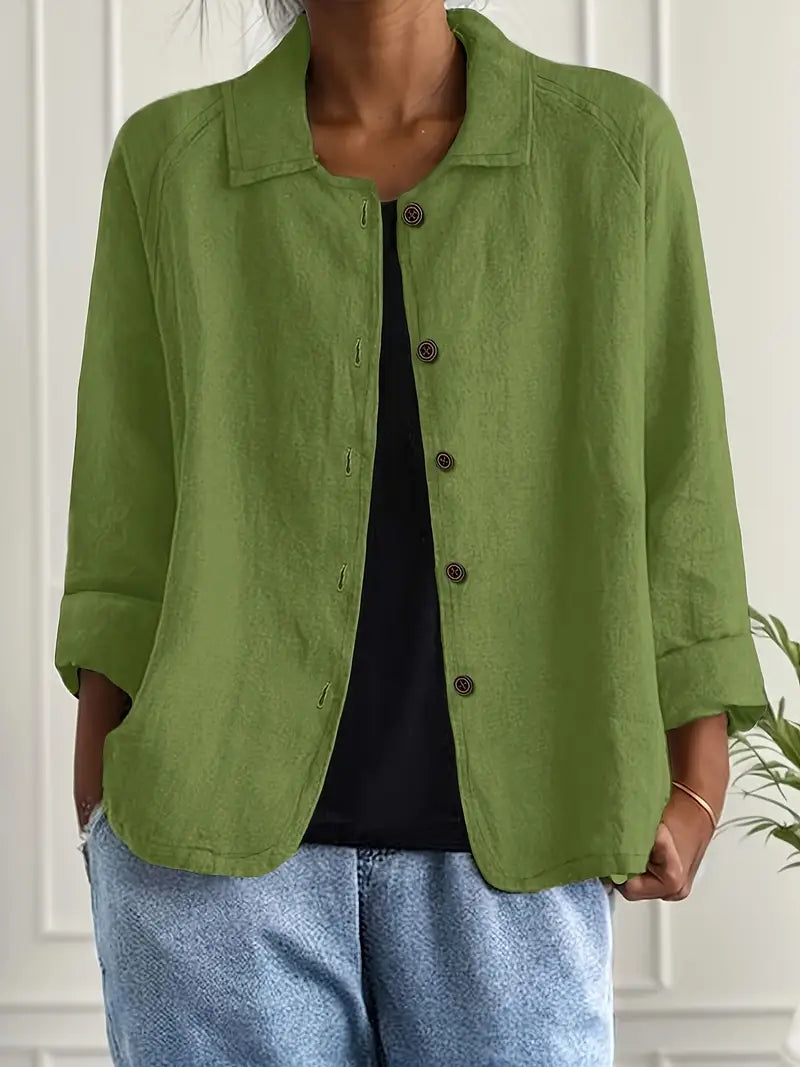 Dôre | Women’s Casual Button Front Lightweight Jacket Green