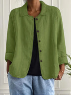 Dôre | Women’s Casual Button Front Lightweight Jacket Green