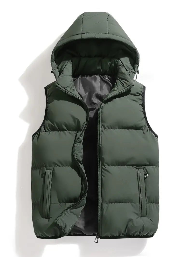 Isaac | Lightweight Body Warmer Men’s Winter Quilted Vest with Hood Green
