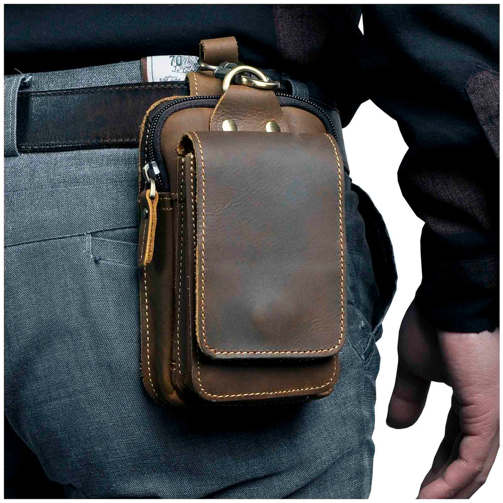 Hermosa | Genuine Leather Men’s Belt Bag Dunkelbraun