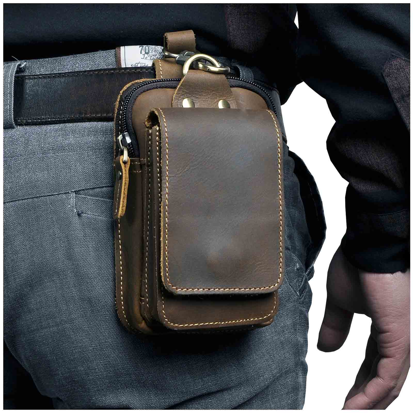 Hermosa | Genuine Leather Men’s Belt Bag Dunkelbraun