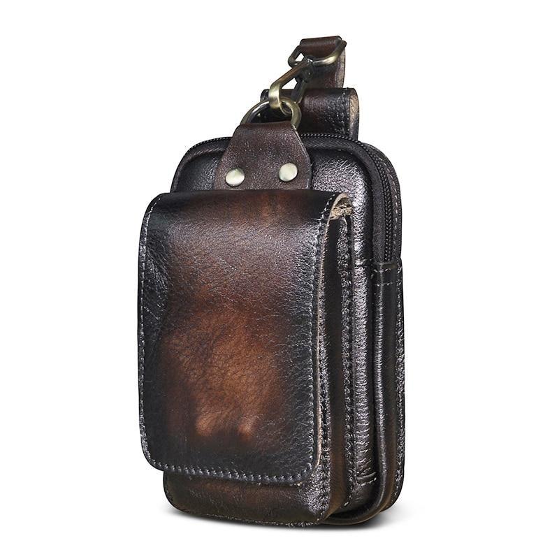Hermosa | Genuine Leather Men’s Belt Bag Vintage Braun