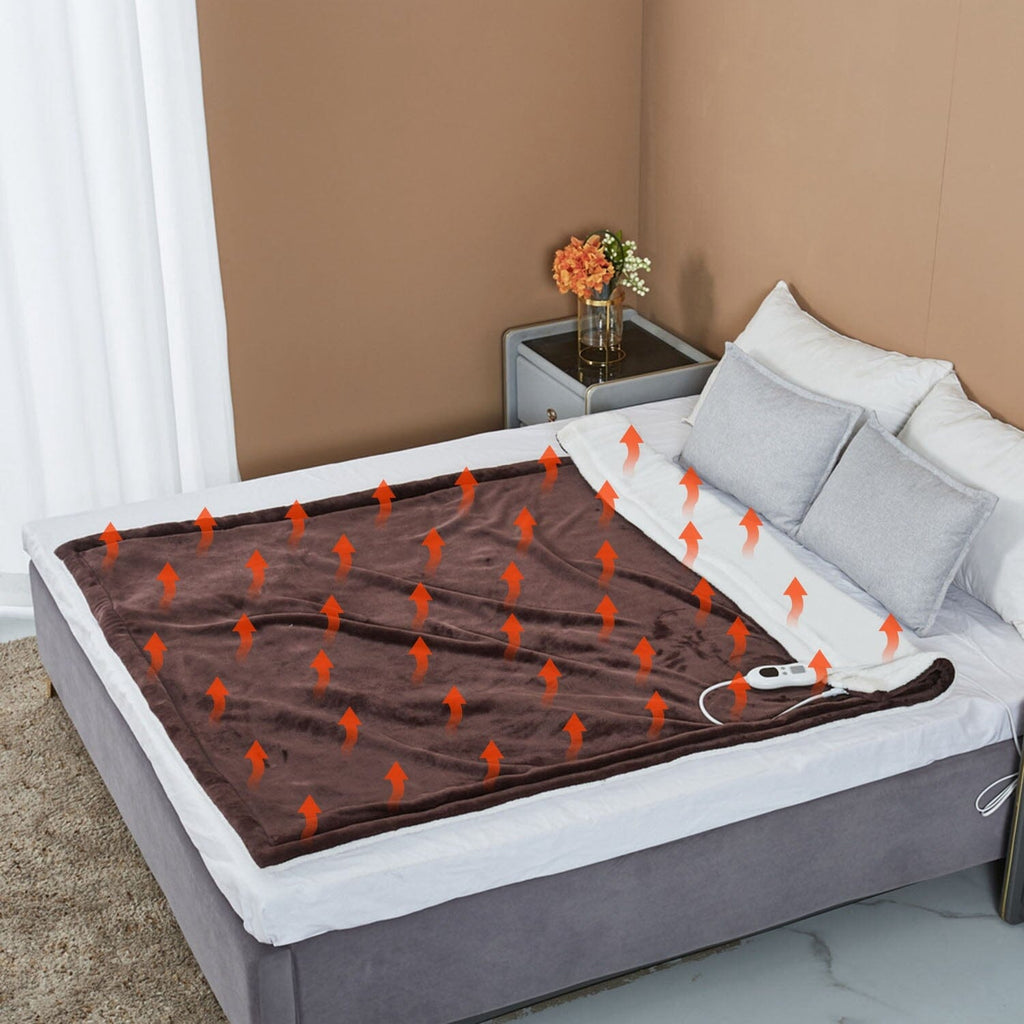 Electric Heated Flannel Blanket – Soft Heated Throw with 6 Heat Settings, 1–8h Timer & Auto Shut-Off – CozyHeat