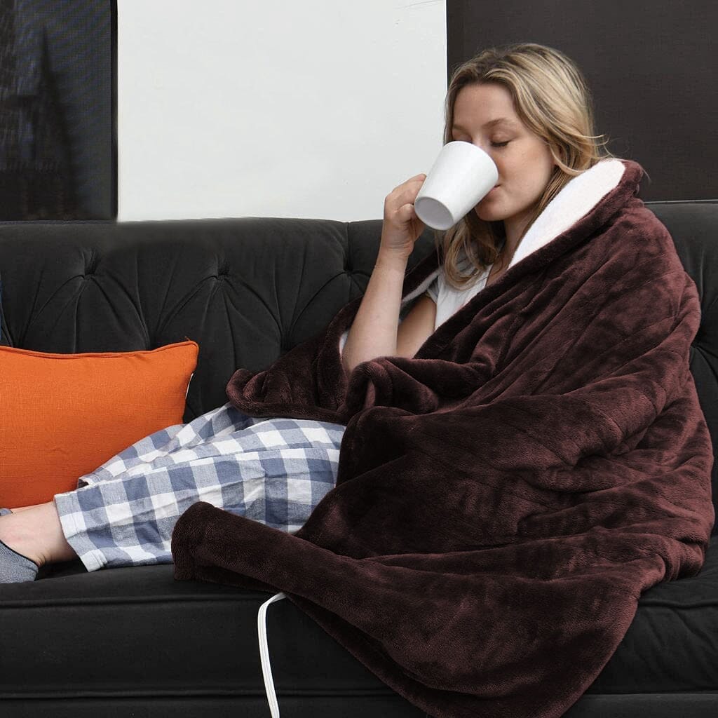 Electric Heated Flannel Blanket – Soft Heated Throw with 6 Heat Settings, 1–8h Timer & Auto Shut-Off – CozyHeat