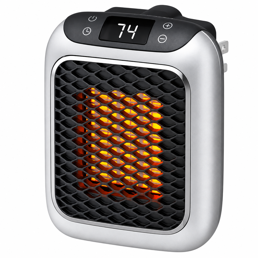 Portable Space Heater with Fast Heating – 800W Electric Heater with Timer, Tip-Over & Overheat Protection – Hulvio