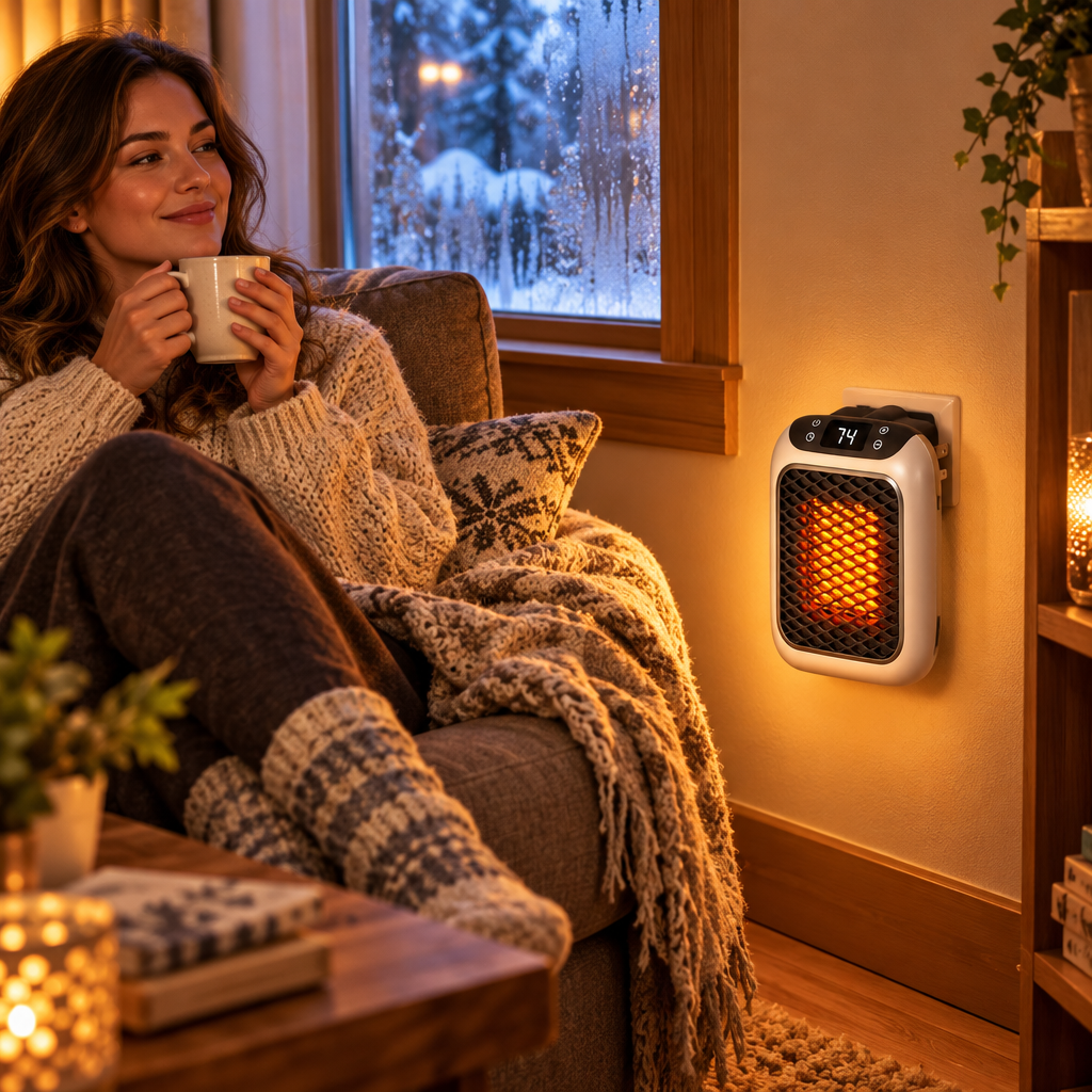 Portable Space Heater with Fast Heating – 800W Electric Heater with Timer, Tip-Over & Overheat Protection – Hulvio